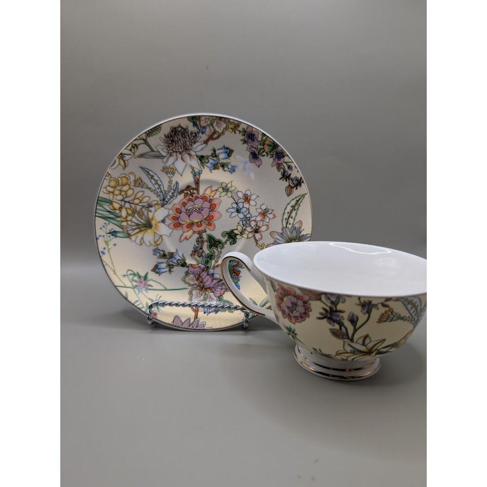 Park Chateau Cup and Saucer, Iridescent Floral. NEW.